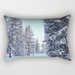 Path Through Snow Covered Trees Rectangular Pillow