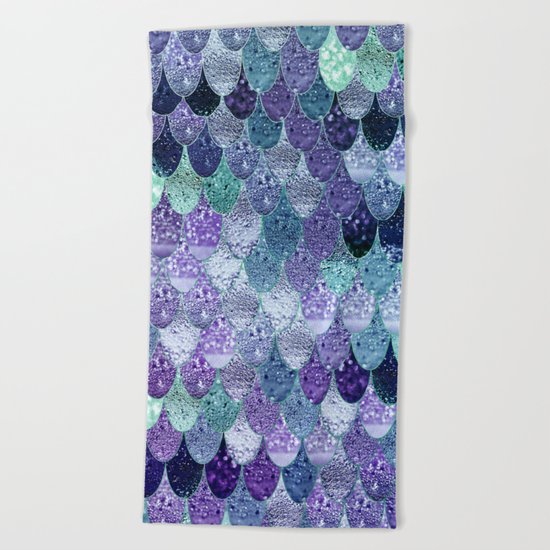 SUMMER MERMAID Purple & Mint by Monika Strigel Beach Towel
