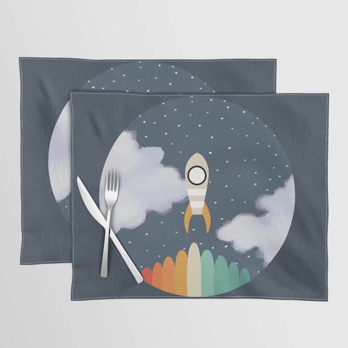 Space Rocket  Galaxy Outer Space Pattern Placemat
