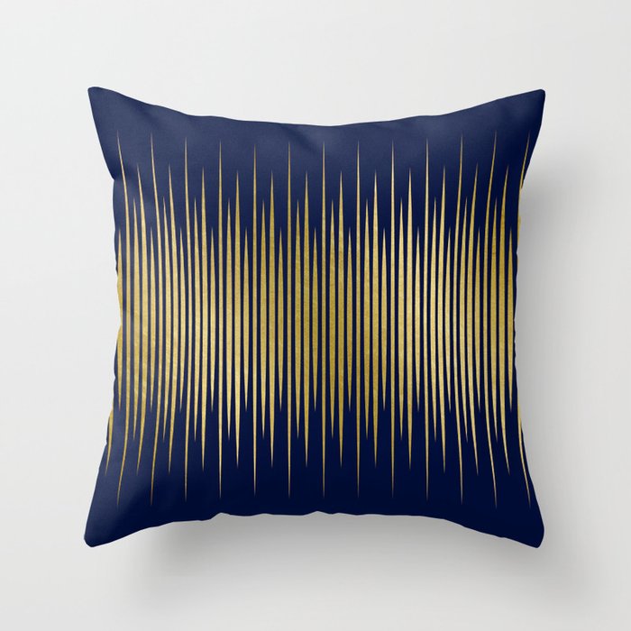 Linear Blue & Gold Throw Pillow