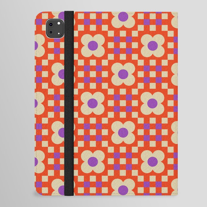 Floral gingham checker pattern # purple orange iPad Folio Case