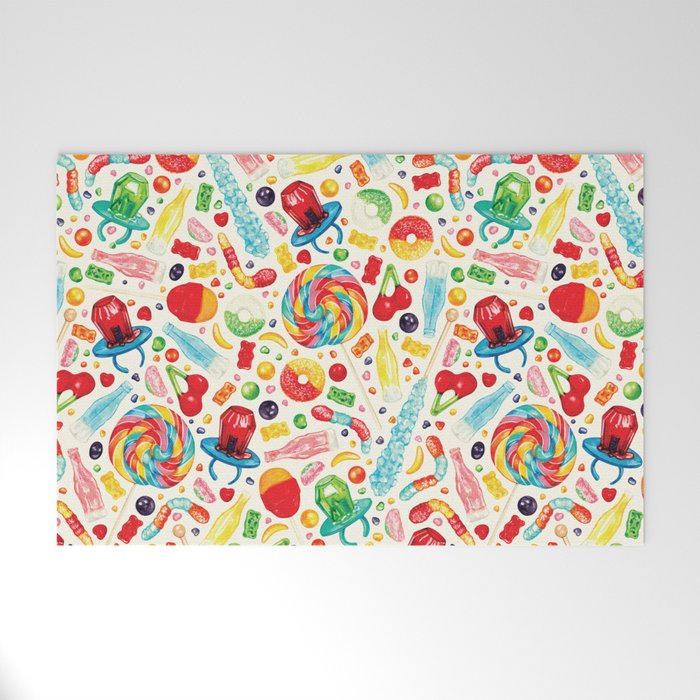 Candy Pattern - White Welcome Mat