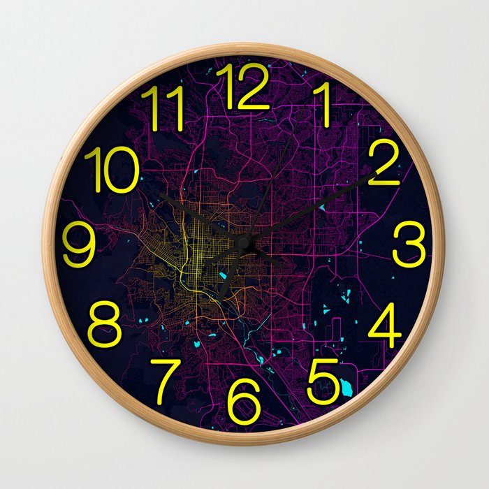 Colorado Springs City Map of Missouri, USA - Neon Wall Clock