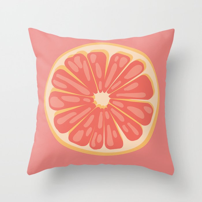 Colorful Citrus Slices on Pink Mat Throw Pillow