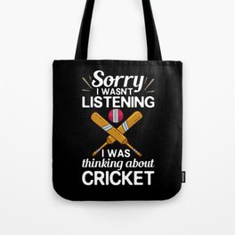Cricket Game Player Ball Bat Coach Cricketer Tote Bag