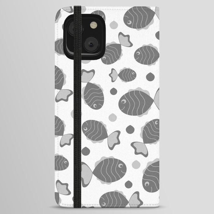 Marine pattern with fish iPhone Wallet Case