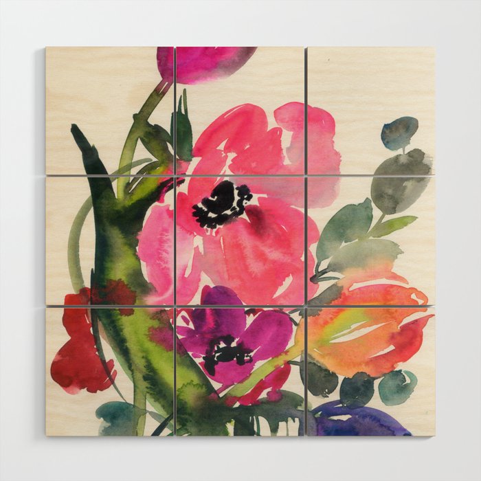 fresh anemone bouquet Wood Wall Art