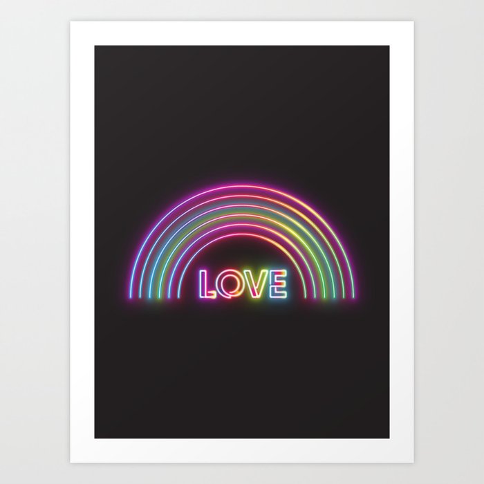 Neon Rainbow Love Art Print