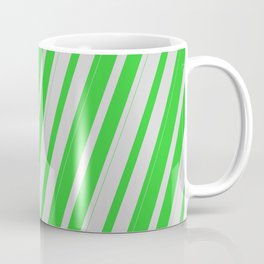 [ Thumbnail: Lime Green & Light Grey Colored Lines Pattern Coffee Mug ]