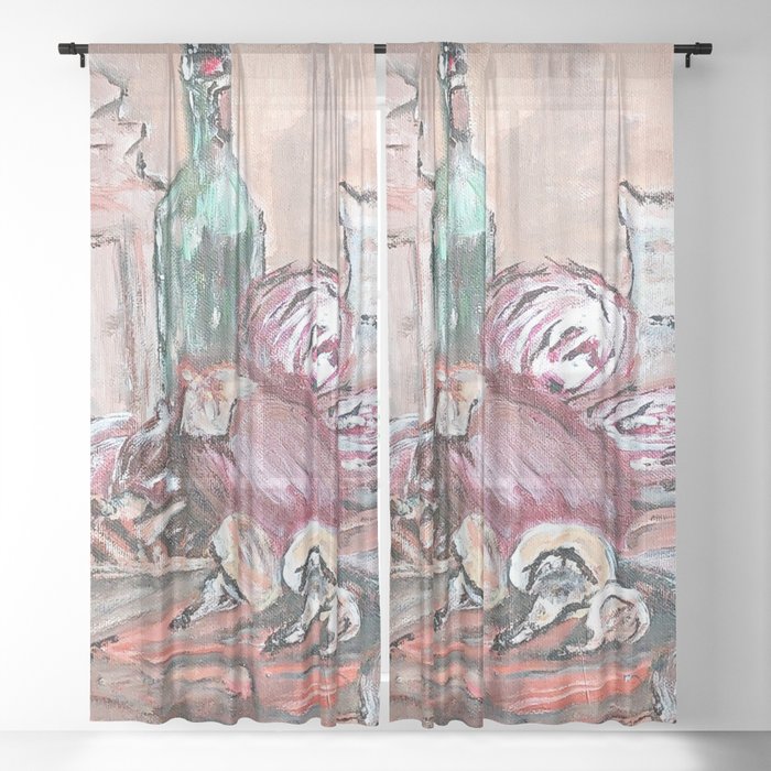 Chopping Vegetables Abstract Painting Sheer Curtain