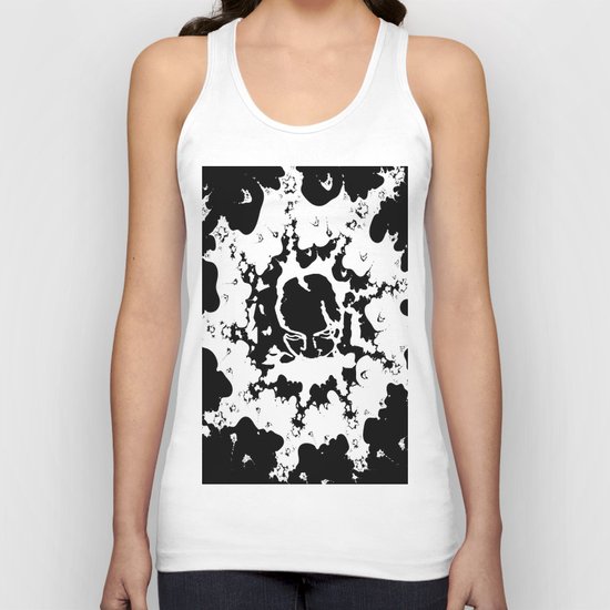 Abstract Black and White with Face Unisex Tank Top