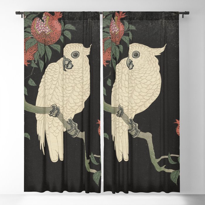 Cockatoo and Pomegranate 柘榴に鸚鵡 Blackout Curtain
