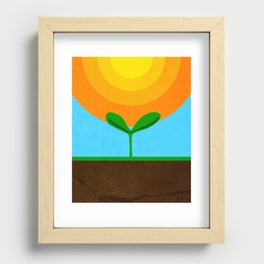 Seed - Bold colorful graphic design of sun earth seed growth orange blue green Recessed Framed Print