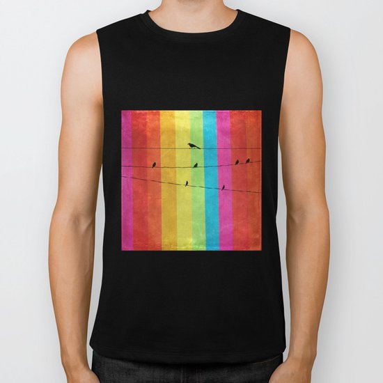 Rainbow Birds Biker Tank
