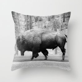 Bison in Yellowstone National Park Throw Pillow