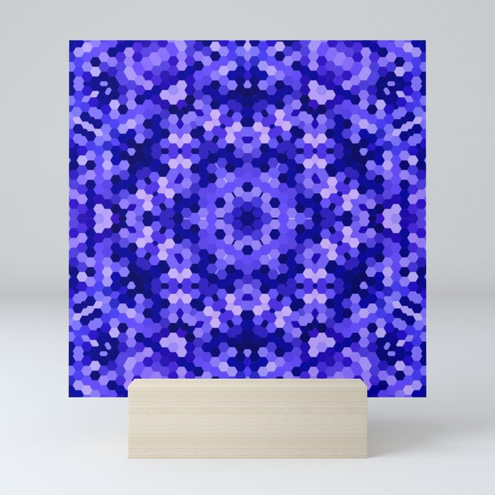 Blue Kaleidoscope Hexagons Mini Art Print