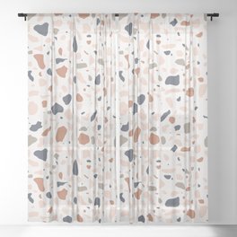 Terrazzo Mosaic Terracotta Sheer Curtain