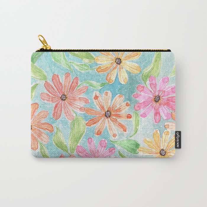 Watercolor Daisies Design Carry-All Pouch