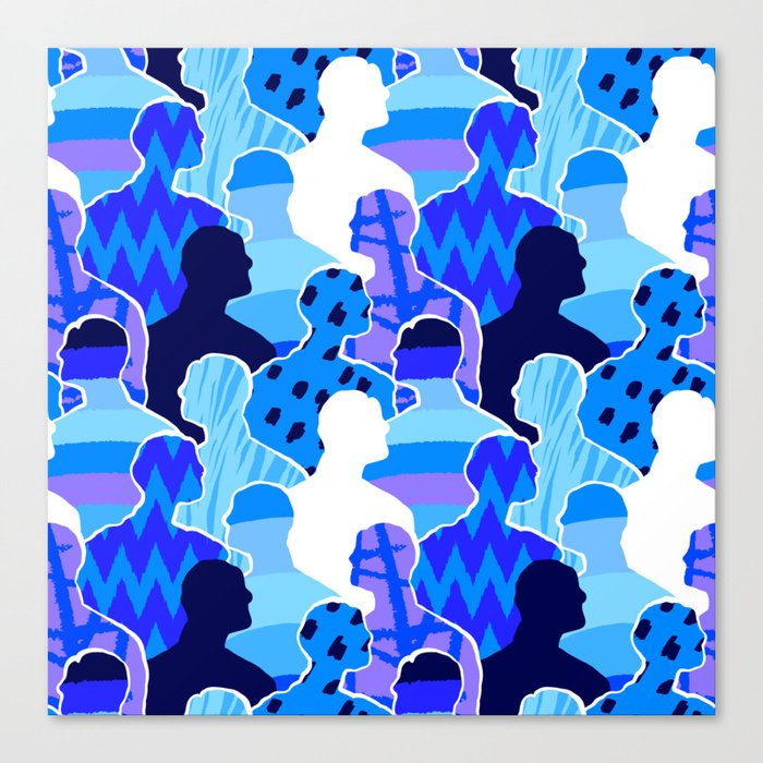 Colorful diverse people crowd abstract art seamless pattern Canvas Print