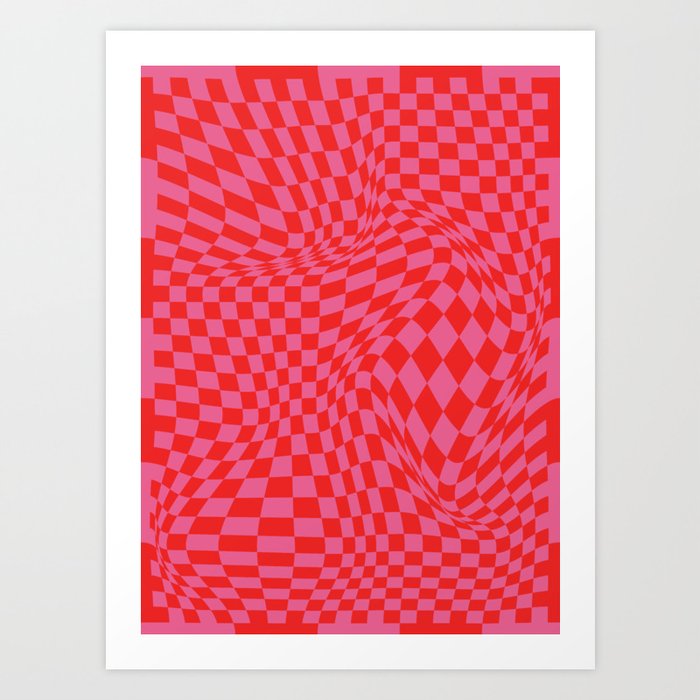 Chequerboard Pattern  - Pink Art Print