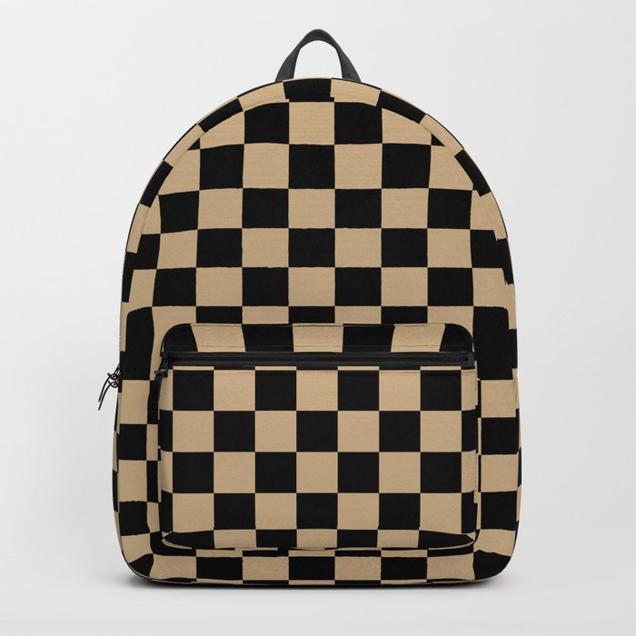 Black and Tan Brown Checkerboard Rucksack | Graphic-design, Tan-brown, Brown, Black, Muster, Checkered, Squares, Checker-board, Tan-brown-checkered, Tan-checkered