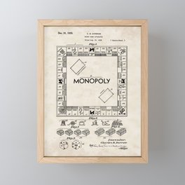 Board Game Vintage Patent Hand Drawing Framed Mini Art Print