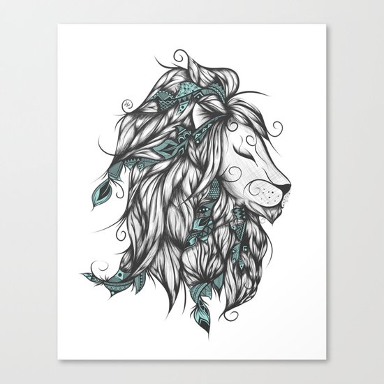 Poetic Lion Turquoise Canvas Print