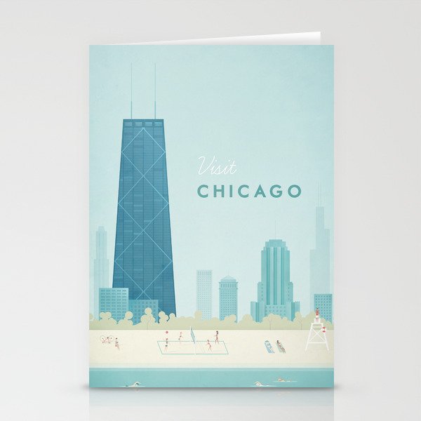  Vintage Chicago Travel Poster Stationery Cards