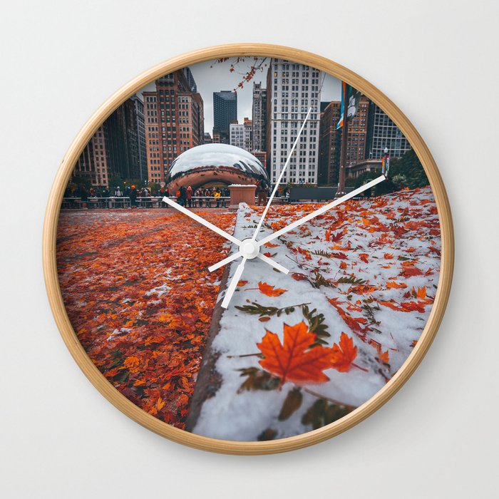 Fall and Winter Chicago Wall Clock