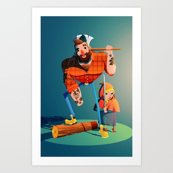 Red riding hood and lumberjack Art Print by Revio Society6