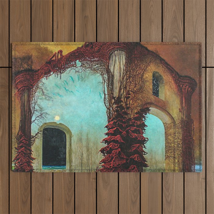 Untitled (House), by Zdzisław Beksiński Outdoor Rug