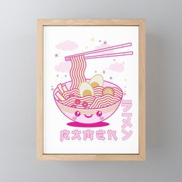 Cute Kawaii Anime Ramen Noodles Soup Japanese Aesthetic Framed Mini Art Print
