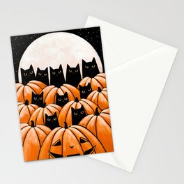 Black Cats in the Pumpkin Patch Stationery Card