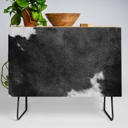 Rusty Farmhouse Cowhide Print in Black and White Credenza