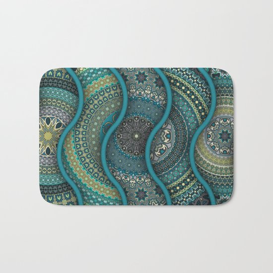 Colorful abstract ethnic floral mandala pattern design Bath Mat