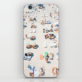 Vintage Beach Photography, Aerial Beach Print, Beach People, People On Beach, Beach Umbrellas iPhone Skin