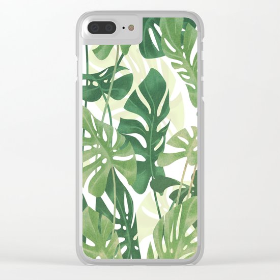 Vintage Monstera leaves Clear iPhone Case