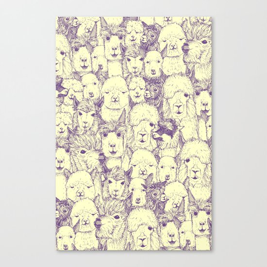 just alpacas purple cream Canvas Print