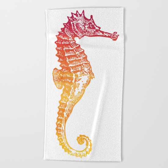 Red & Orange Seahorse Beach Towel