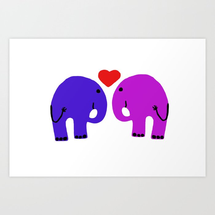 elephants. love. Art Print