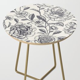 Black and White Foral Side Table