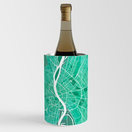 Budapest City Map of Hungary - Watercolor Wine Chiller