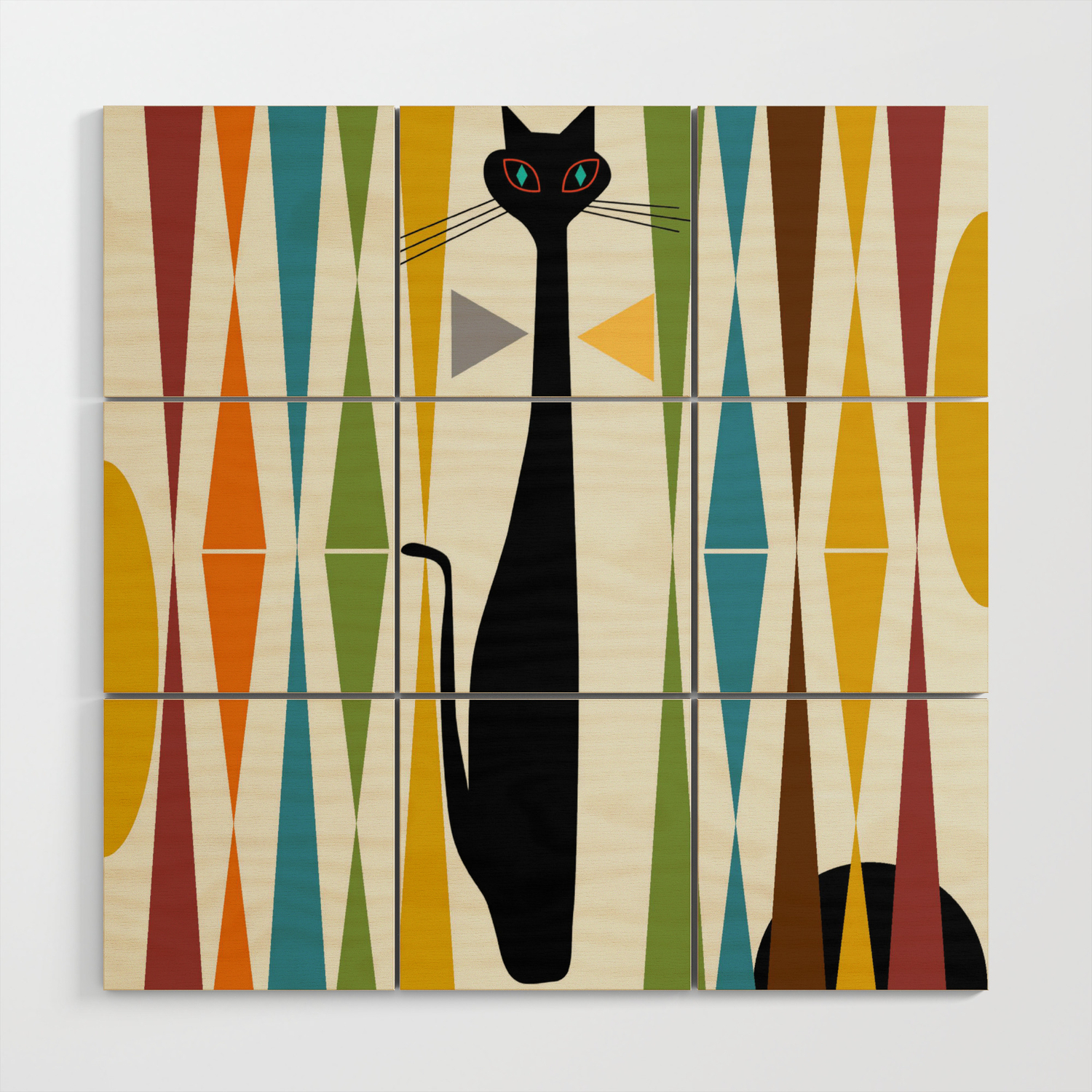 Mid Century Modern Art Cat 2 Wood Wall By Oldurbanfarmhouse