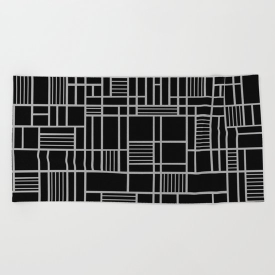 Map Lines Silver Beach Towel