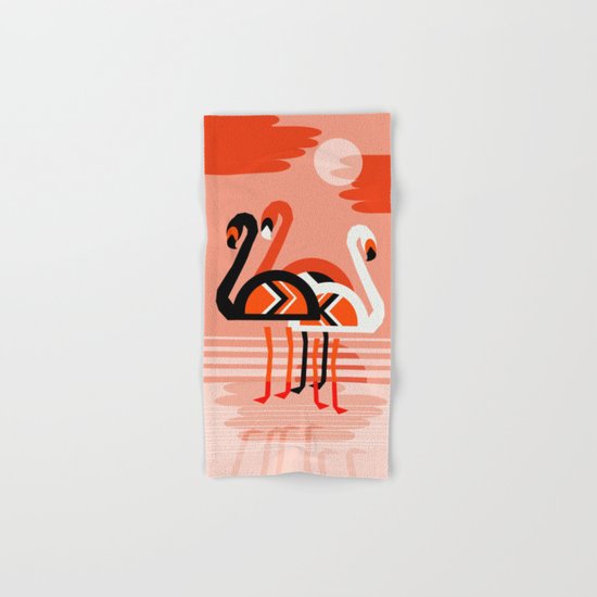Posse - flamingo throwback nostalgia retro neon art print hipster trendy style minimal abstract geo Hand & Bath Towel