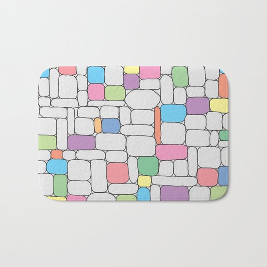 Pastel Stone Wall Bath Mat
