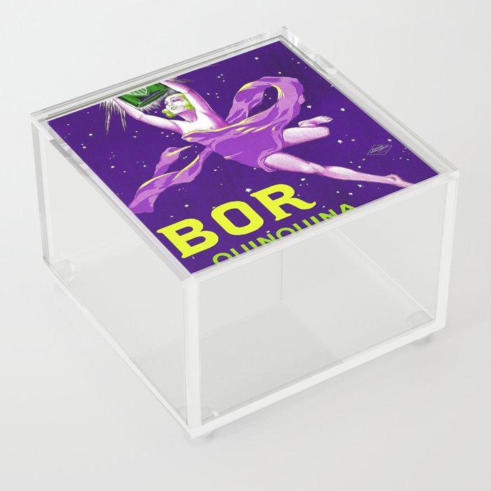 1924 BOR Quinpuina French wine and spirits vintage advertising poster purple background Acrylic Box