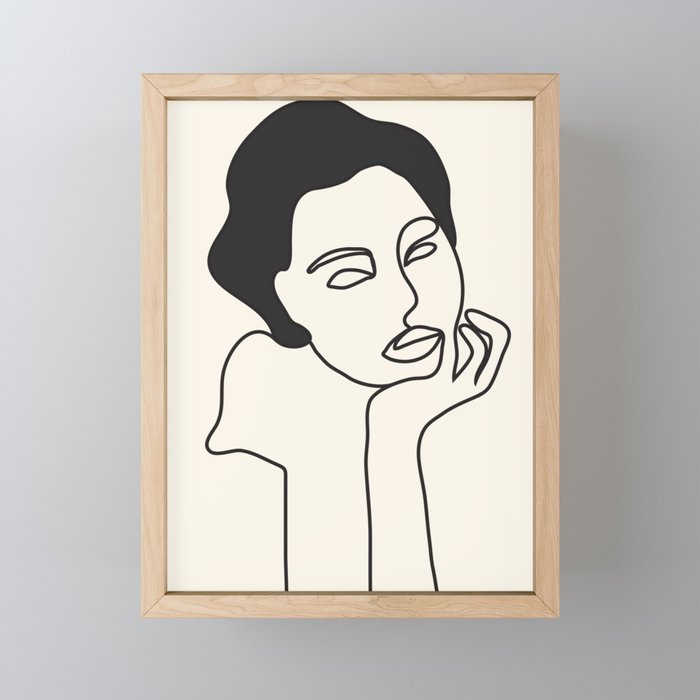 Drawing female face portrait III Framed Mini Art Print