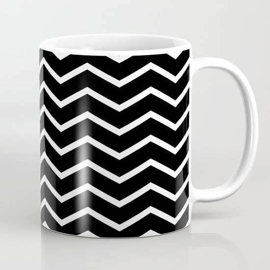 White Chevron On Black Mug