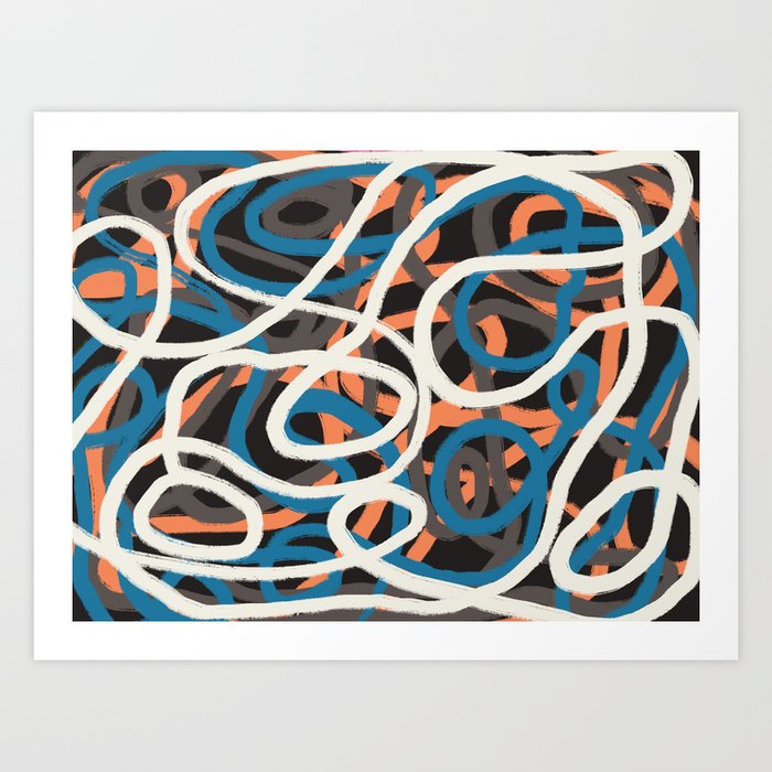 Line art abstract ribbon var 2 Art Print